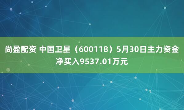 尚盈配资 中国卫星（600118）5月30日主力资金净买入9537.01万元